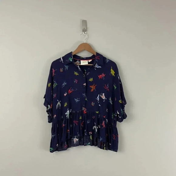 Anthropologie Maeve Mallory Butterfly Peplum Top Size Small - Picture 1 of 6
